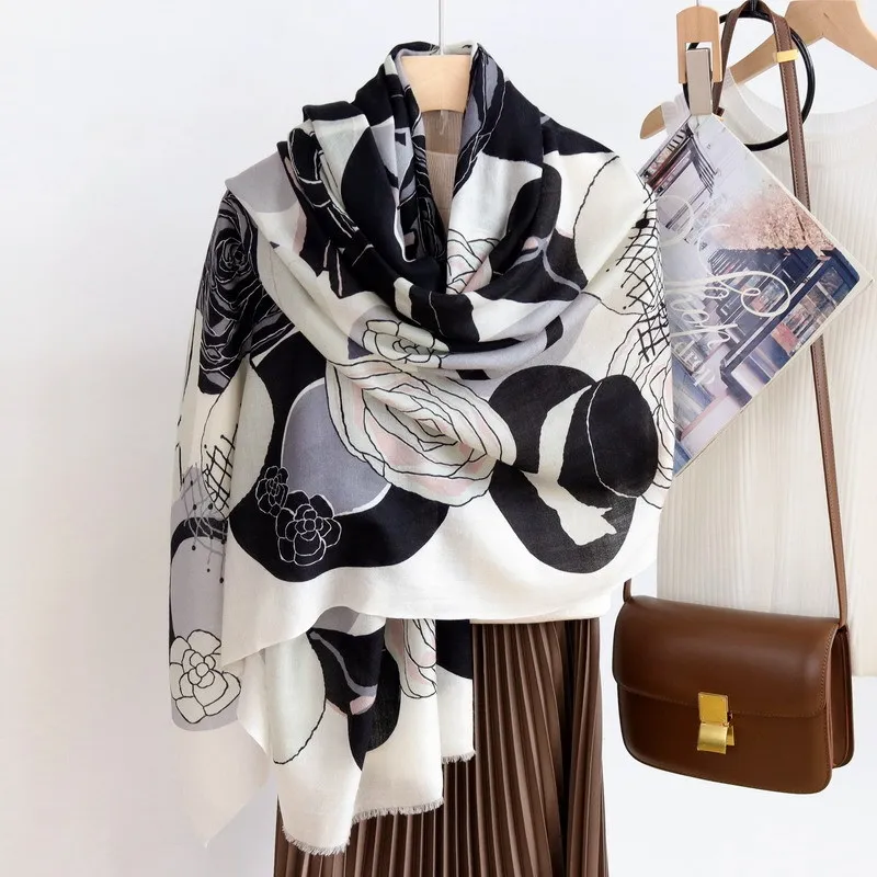 Echarpe-en-laine-a-motif-floral-de-rose-de-the-grande-echarpe-d'epaule-a-double-usage-cadeau-haut-de-gamme-chaleur-style-coreen-fraicheur