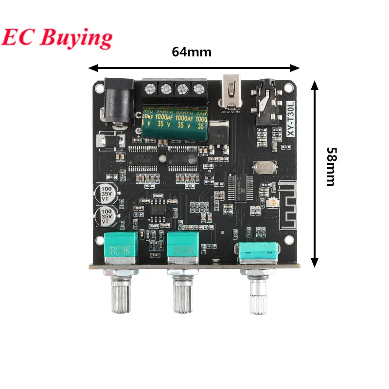 XY-T30L App التحكم 30 واط + 30 واط مكبر كهربائي لوحة تركيبية 2.0 ثنائي القناة بلوتوث متوافق 5.1 + AUX + U القرص + USB كارت الصوت #6