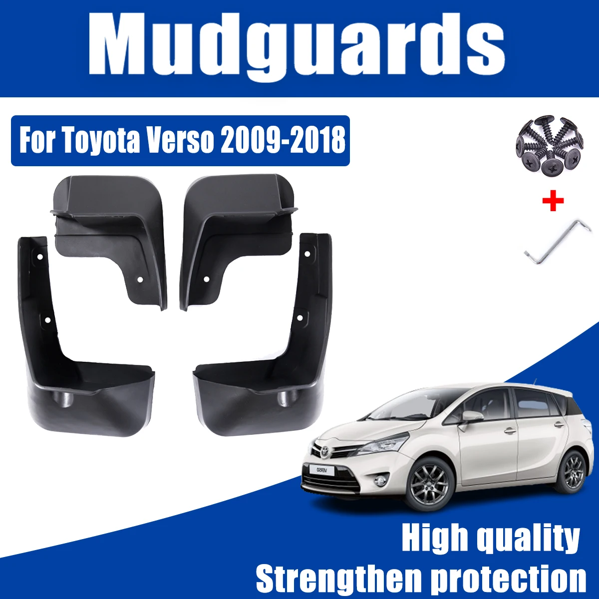 4 PCS Car Mudflap For Toyota Verso 2009-2018 2010 2011 2012 Auto Fender Mud Mesh Guard Flap Splash Flap Mudguard Car Accessories