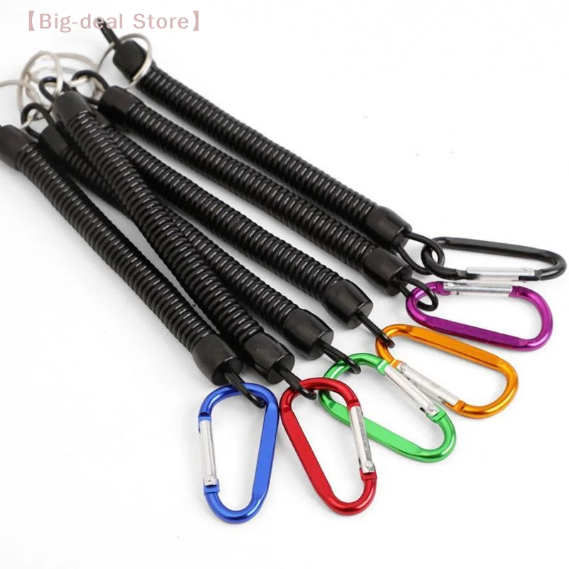 【M】Carabiner Anti Lost Rope Spring Take Up Cord Metal Buckle For Fishing Gear Climbing Fishing Gadgets
