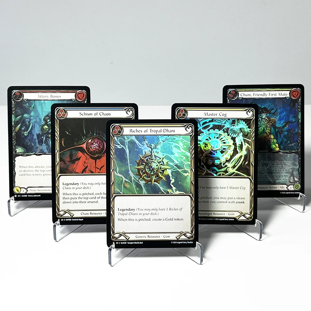 Tarjeta Coleccionable Flesh and Blood: Jittery Bones, Master Cog, Schism of Chaos, Chum, FriendlyFirstMate, Riches of Tropal-Dhani, juguete de regalo
