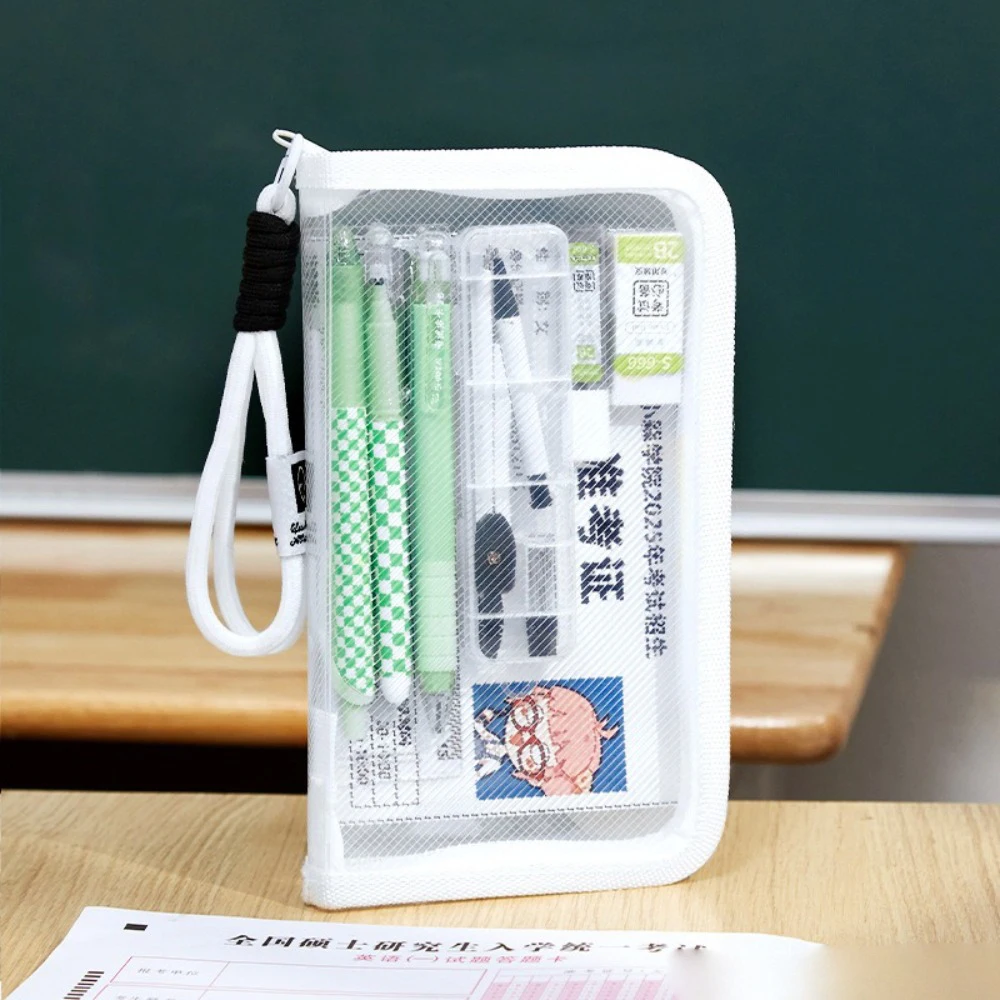 New Large Capacity Pencil Case Transparent Portable Pen Bag PVC Hand-held Stationery Storage Bag Student Gift