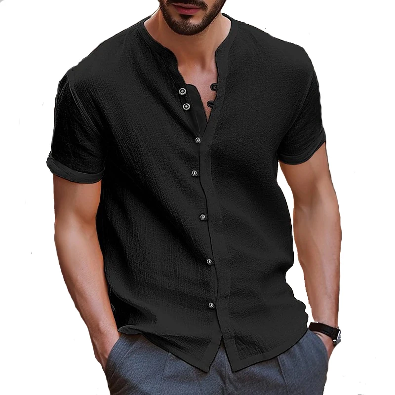 Summer New Men\'s Short-Sleeved T-shirt Cotton and Linen Led Casual Men\'s T-shirt Shirt Male Tops T-shirts Vintage Streetwear