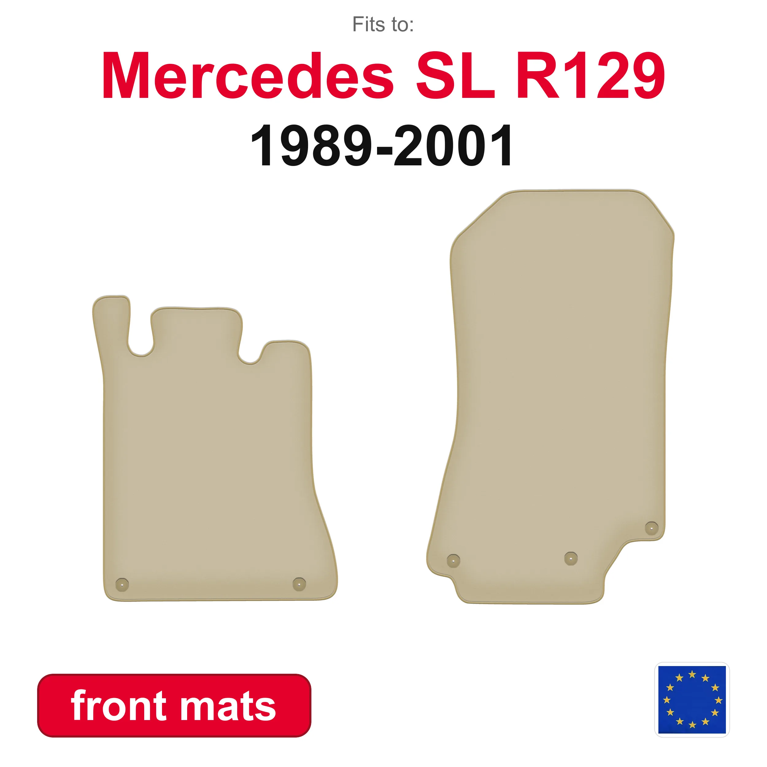 PREMIUM Voortredenmatten voor Mercedes SL R129 500 SL (1989-2001) - Beige 2 stuks Auto Voortredenmatten Autovloermatten