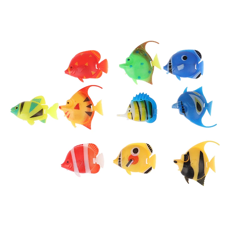 10pcs/lot Plastic Fake Fish Animal Tank Landscape Silicone Fake Fish Floating Home Decoration Aquarium Landscaping Simulation