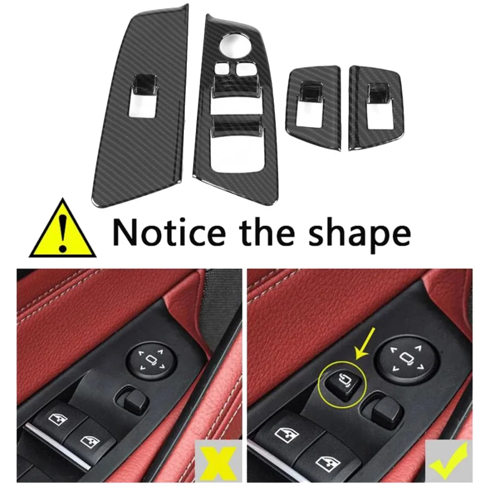 4 Stuks Auto Ruit Schakelaar Lift Paneel Knop Frame Cover Trim Voor-Bmw 5 Serie G30 2017-2018 Auto Sticker Carbon Fiber