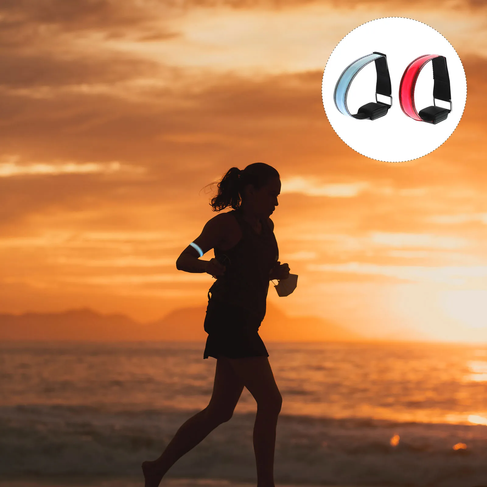 

2 pcs Led Lightweight Nylon Running Glowing Armlet For Night Sports High Visibility Safety Armband Wrist Light Camping Hiking