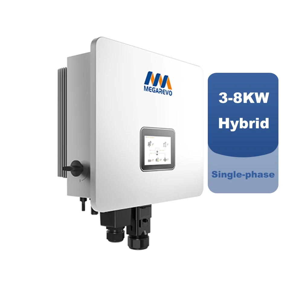 Hybrid Solar Inverter 6KW 8KW Megarevo Energy Storage Inverter IP65 Waterproof PV Modules Inverter for Residential Solar System