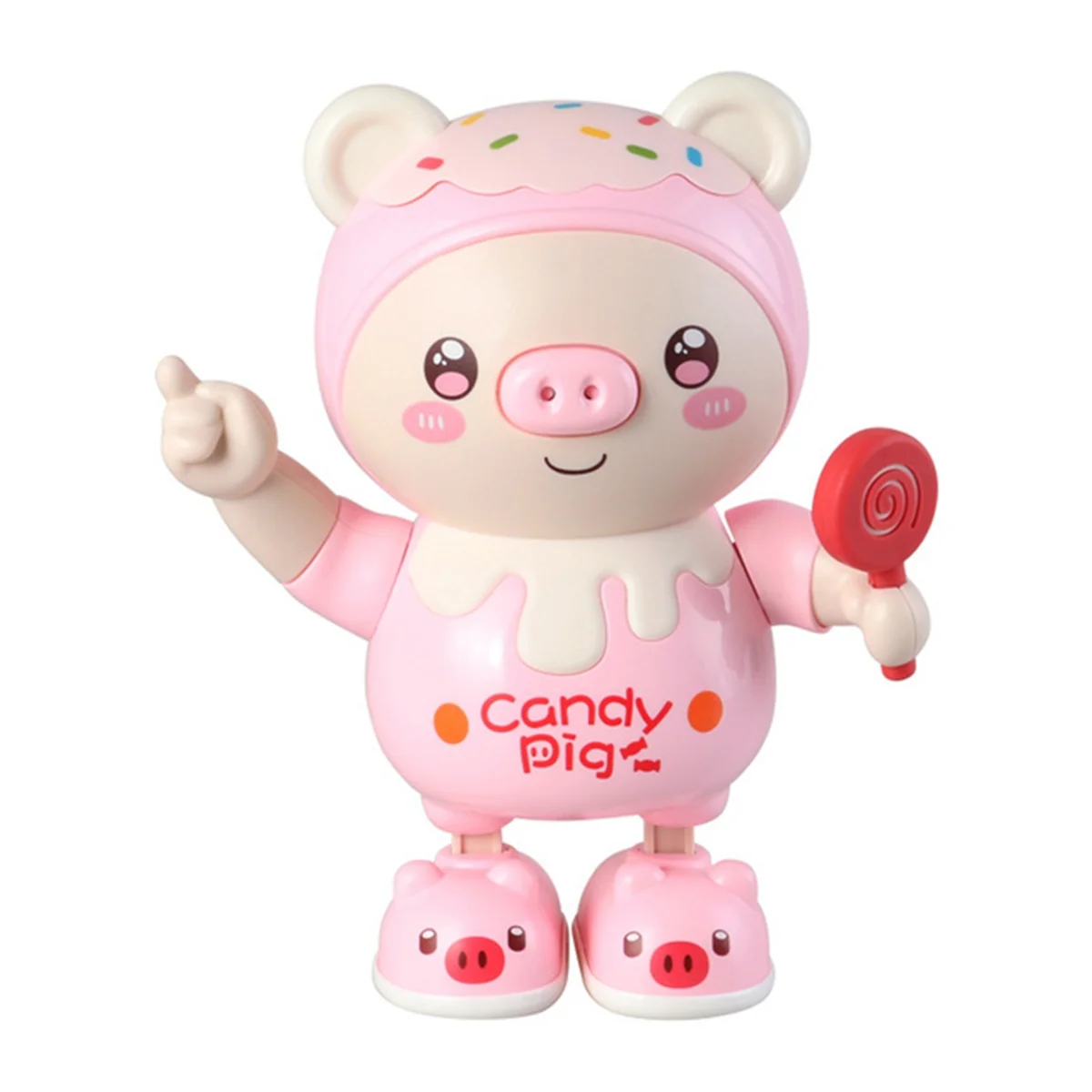 Muñeca de juguete de baile de cerdo para mascotas electrónicas mejoradas, iluminación eléctrica, música, columpio giratorio, caminar izquierdo y derecho, rosa