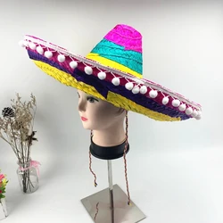 Mexicans Sombrero Straw Hat DiaDeMuertos Costume Cap Party Decorations Sun Protective Headdress Music Festival PanamaHat