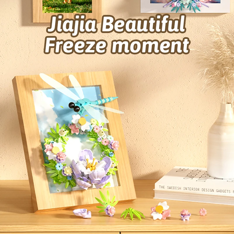Insect building block picture frame, children's three-dimensional DIY building block toy with magnetic suction function desktop