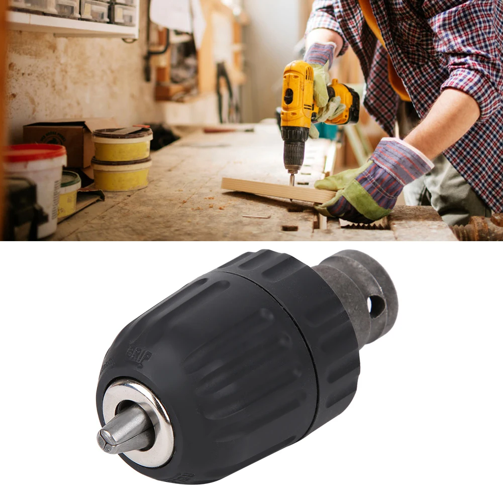 Keyless Self Tightening Chuck Self Locking Adapter Included Electric Wrench Drill Chuck Drill Conversion Power Tool Accessories