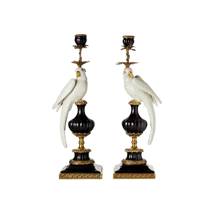 Home Decoration Vintage American Party Decoration Candle Holder New Luxury Bird Ceramic Candle Holder Set