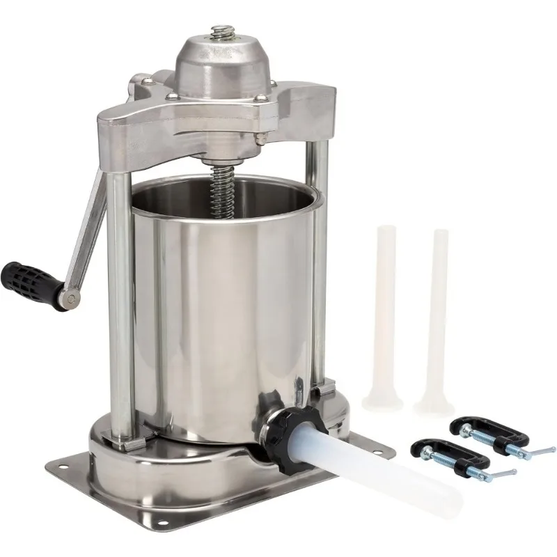 

Вертикальный наполнитель для колбас емкостью 15 фунтов, мясорубка из нержавеющей стали, наполнитель с пластиковыми трубками