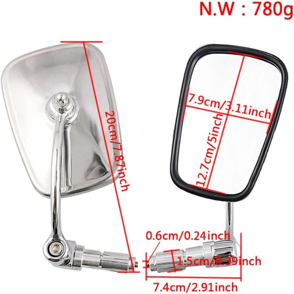 2PCS 7/8'' Motorbike Modifying Rearview Mirrors Vintage Style End Bar Mirror With Angle Adjustable Function