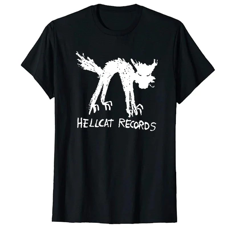 Vinyl Records Seattle Record Store ​Music Cat Hell Cat Unisex Black & White T-Shirt Graphic T-Shirt Summer Men's Clothing