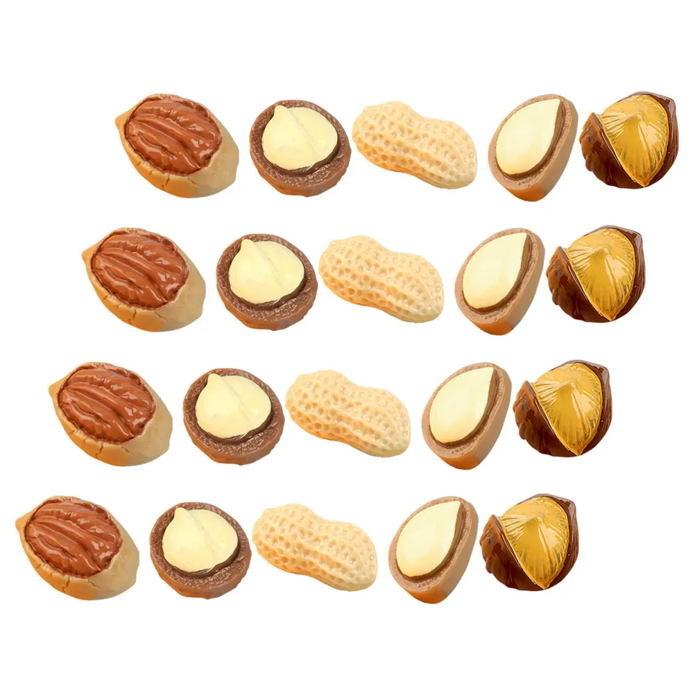 

20pcs Simulation Nut Miniature Peanut Resin Craft Realistic Fake Nuts For House Decor Mini Scene Layout Prop