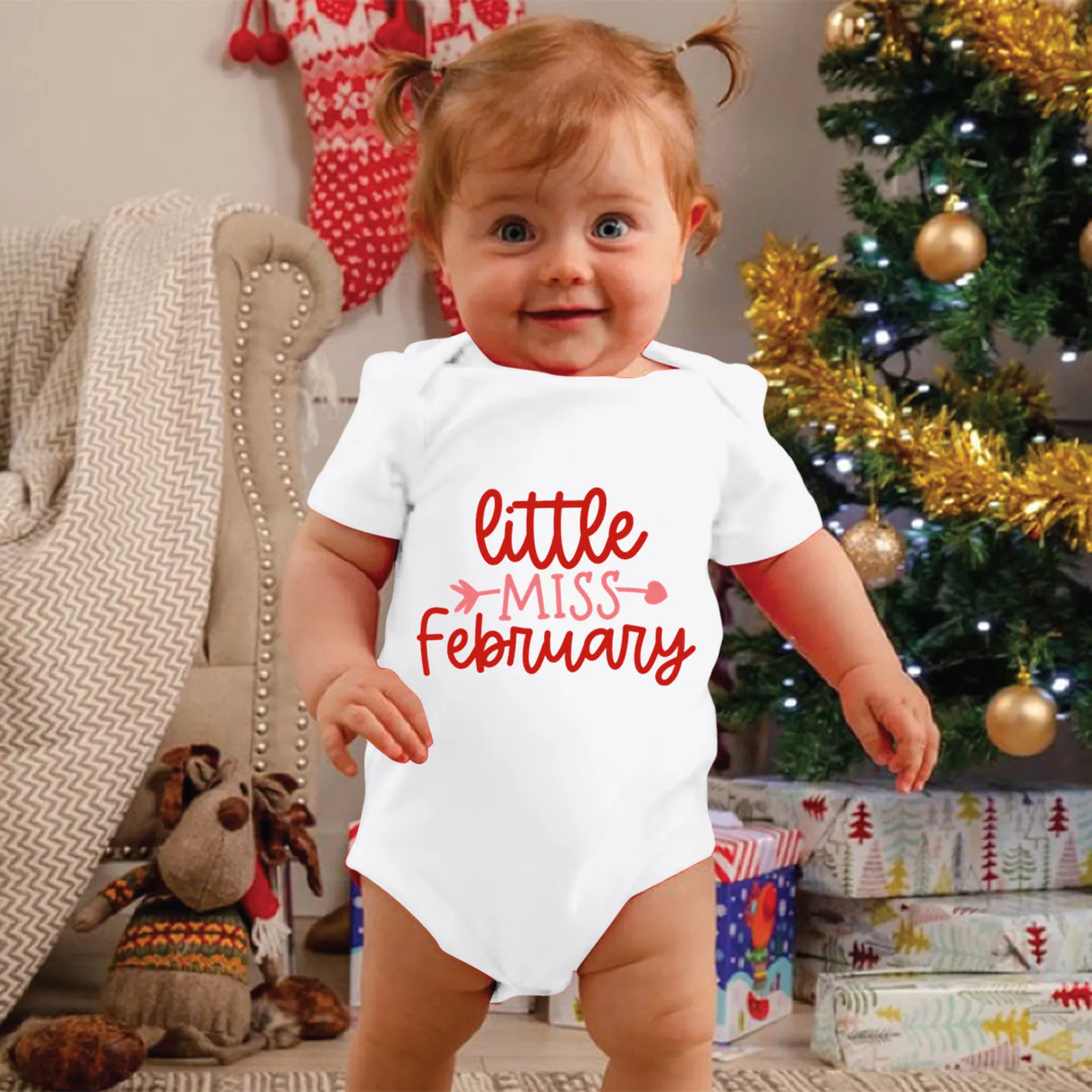 

Infant Boys Girls Short Sleeve Valentine'S Day Letter Print Romper Bodysuit Newborn For Children Clothes