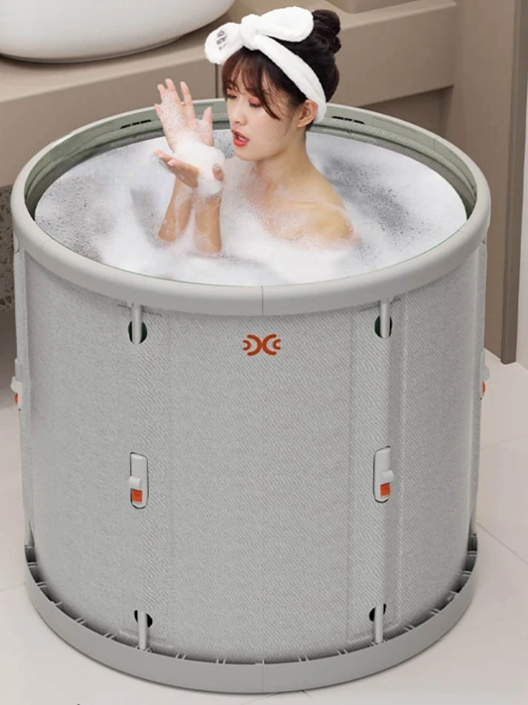 

Simple Modern Adult Folding Bathtubs Sweat Steaming Sauna Spa Bath Barrel Dual-use Bathroom Bidet Full Body Homestay Bath Bucket