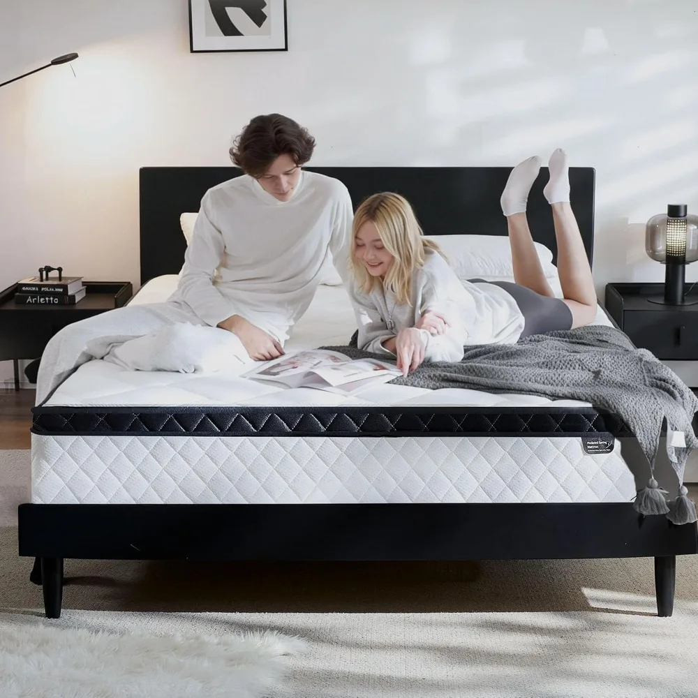 Twin Bed Mattress in a Box, 10 Inch Twin Hybrid Mattress with Individual Pocket Spring & Memory Foam, Soft,
