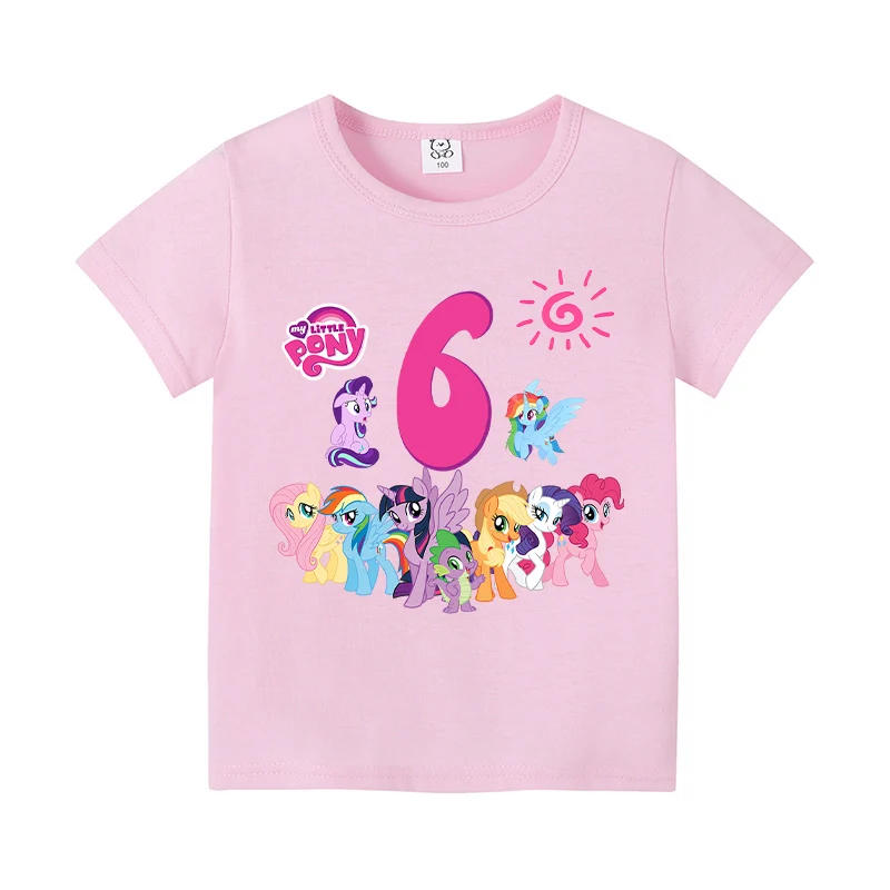 My Little Ponys Children T-Shirt Birthday Number 1-10 Kawaii Raritys Cartoon Clothes Kid Boy Girl Tee Shirt Casual Birthday Gift