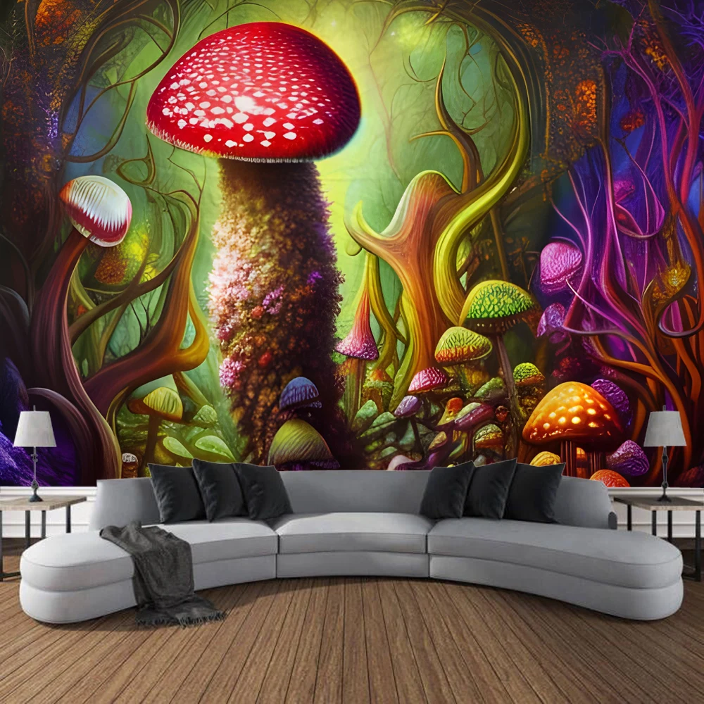 

Fantasy Colorful Mushroom Hippie Tapestry Art Decoration Blanket Curtain Hanging Home Bedroom Living Room Decoration