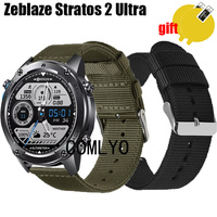 3in1 for Zeblaze Stratos 2 Ultra Smart watch Strap Band wristband Nylon Canva women men Belt Screen Protector