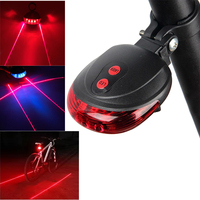 5 LEDs Bike Tail Lamp Night Riding Light Outdoor Cycling Waterproof Safety Warning Taillight Rear Light Riding Flashing Light