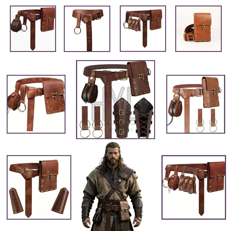Medieval Viking Accessories Set Retro Steampunk Costume Props Halloween Cosplay LARP Party Role‑Playing Supplies For Men Women