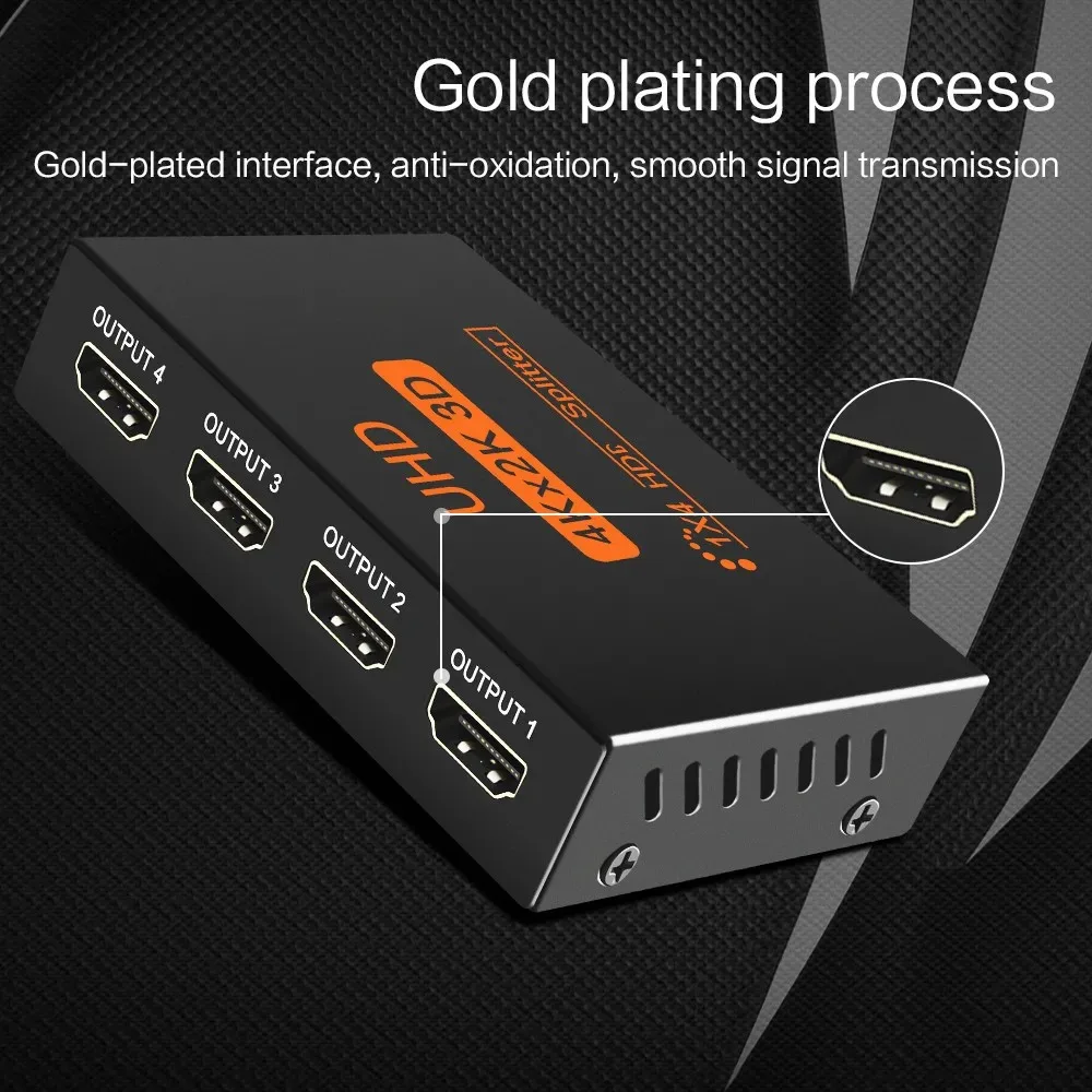 1-in-4-out HDMI-kompatibler Splitter UHD 4K X 2K 3D HDTV Splitter 1X4 Video Splitter HD-Kabeladapter für HDTV DVD PS3/4 Xbox – Detail 5