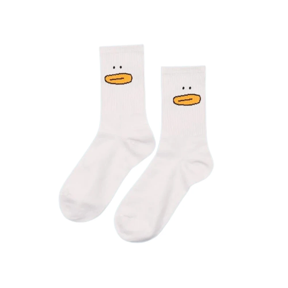 Women\'s Mid Length Socks Hot Selling Cartoon Duck Series Street Sports Hip-hop Personalized Fashion Women\'s Round Neck Socks