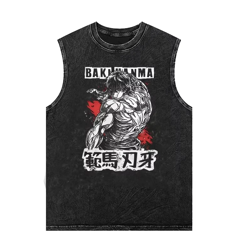 انمي ياباني الجرافيك تانك القمم رجل قميص بدون أكمام خمر غسلها سترة الصيف Y2k ملابس عادية تي شيرت Harajuku الشارع الشهير