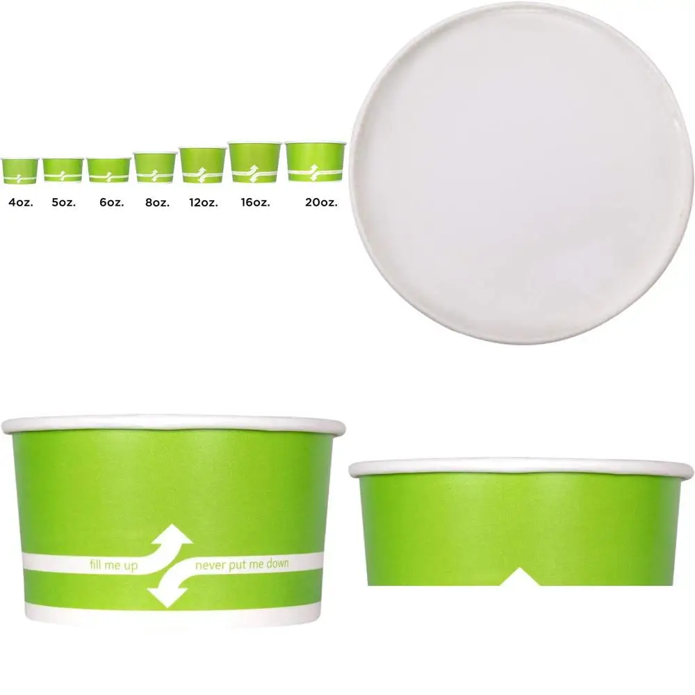 

Бумажные стаканчики зеленого цвета 5 унций для мороженого, джелато, йогурта, закусок - 1000 штук