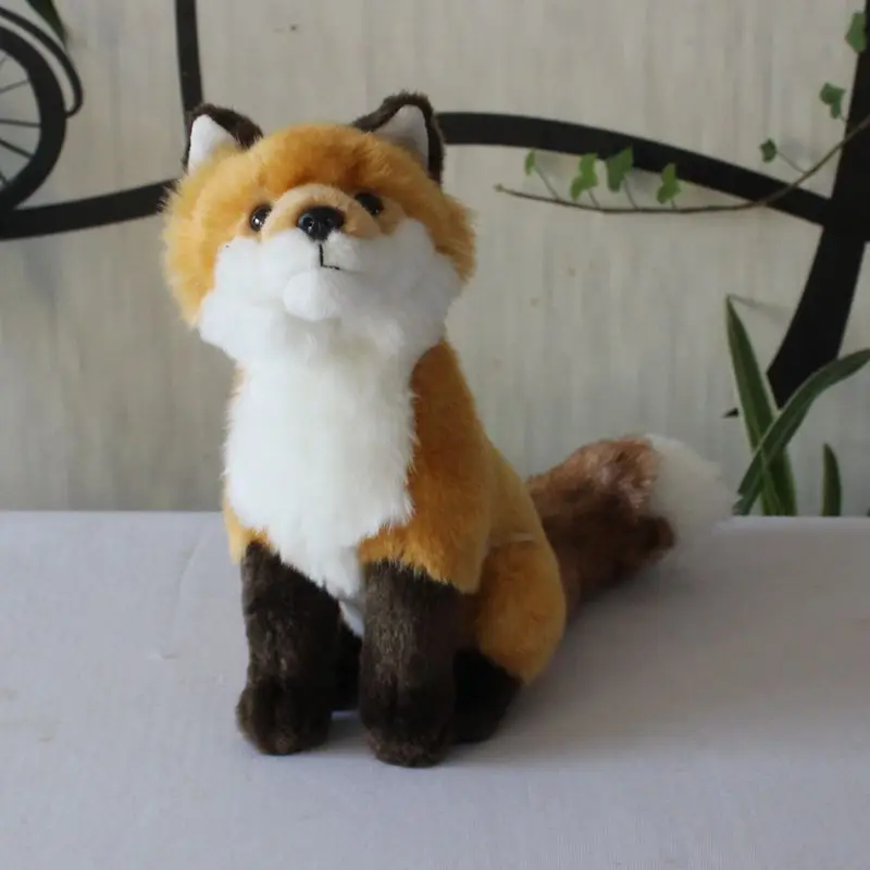 lovely plush fox toy stuffed high quality squating fox kids' birthday gift about 24cm