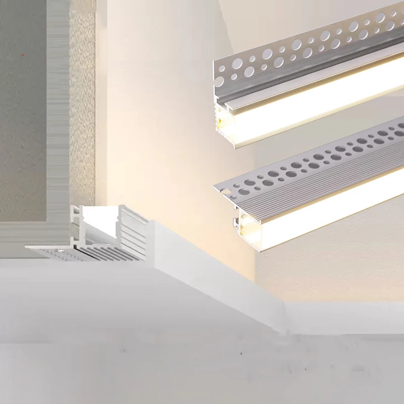2m LED Embedded Trimless Ceiling Drywall Channels Aluminum Profile Hidden Plaster Wall Decor Bar Linear Strip Lighting