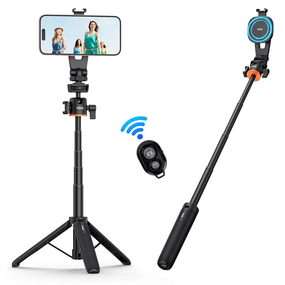 VRig ไม้เซลฟี่ระบบแม่เหล็กใหม่สำหรับสมาร์ทโฟนแอนดรอยด์ของ Magsafe ขาตั้งพร้อมรีโมทไร้สายสำหรับ iPhone 15 14 13