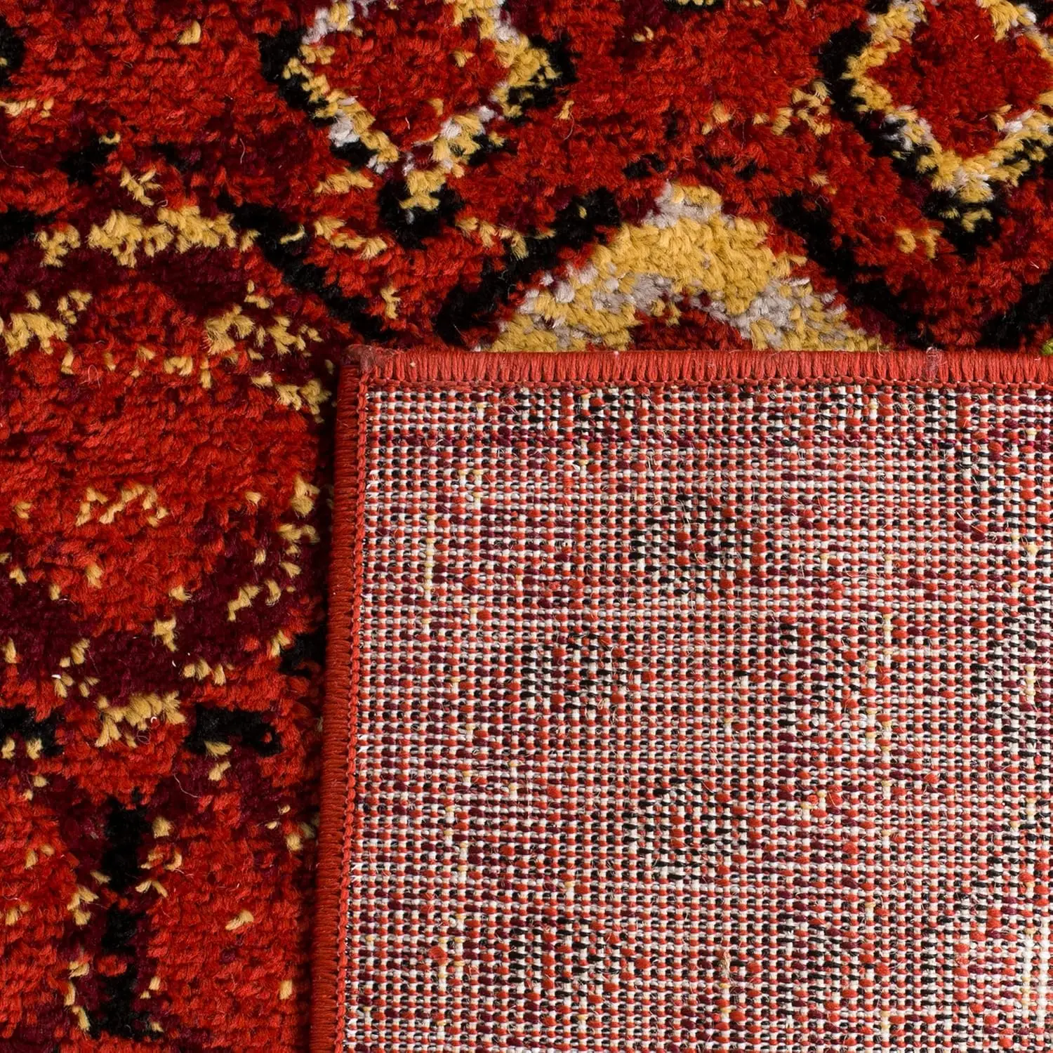 Safavieh Amsterdam Collection X-Large Area Rug - 12' X 18', Terracotta & Multi, Moroccan Boho Design, Non-Shedding & Easy Care,