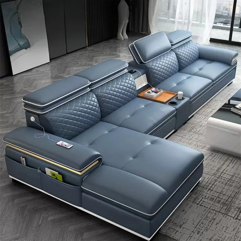 Lounge Recliner Designer Decor Sponge Relaxing Couch Armchair Leather Divano Trendy Furniture Corner Luxury Living Room Sofas - view 5