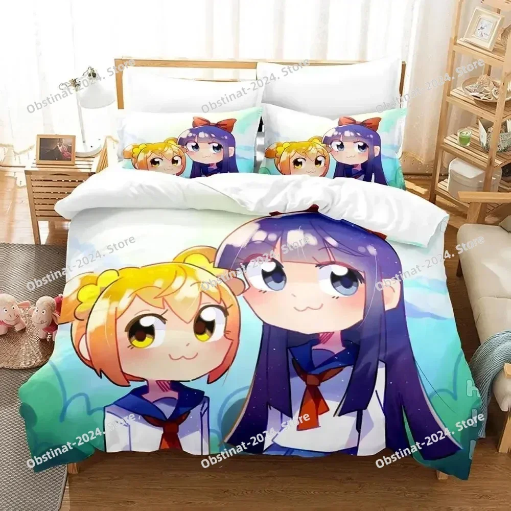 

Anime Pop Team Epic Poputepipikku Bedding Set Printed EU single Comforter Quilt Bed Cover Duvet Cover Pillow Case 3 Pieces Sets