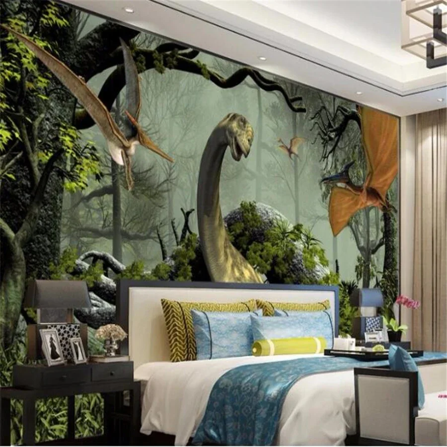 Papel tapiz personalizado de alta gama, mural estéreo 3D de dinosaurio, decoración para sala de juegos, pintura para habitación de niños