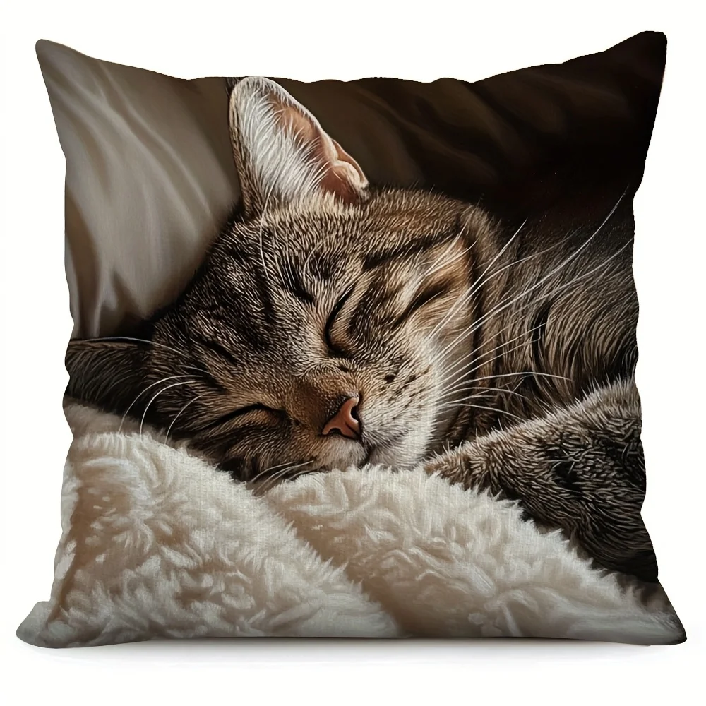 Smooth Solid Polyester Cushion Cover Invisible Zipper Comfort Sofa Pillow Cover