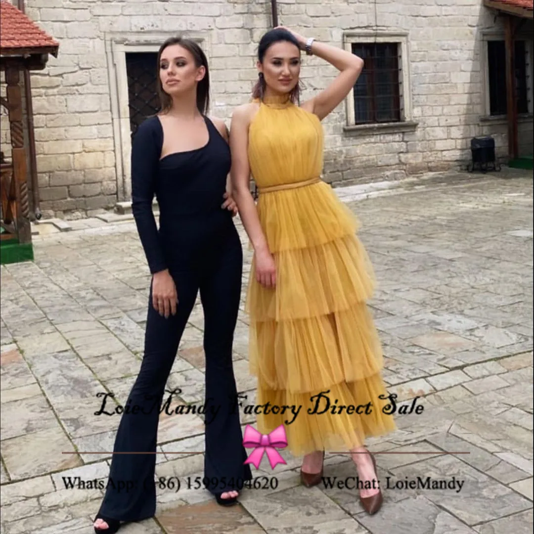 Ankle Length Prom Dresses Long 2023 Charming Halter Neck Evening Party Gowns For Women Sexy Backless Special Occasion Dress