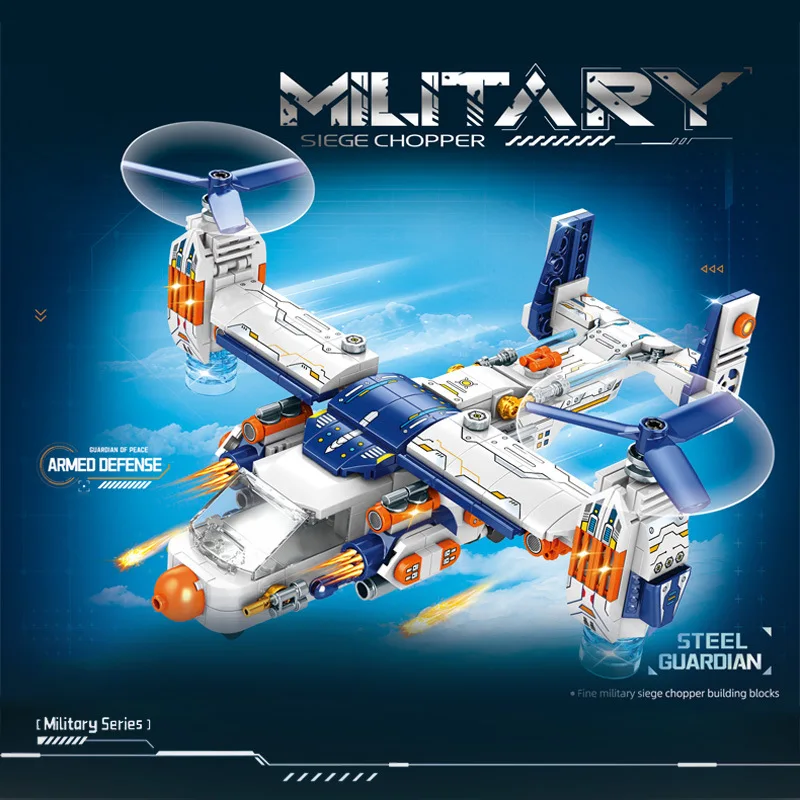 Bausteinmodell für Militärhubschrauber, Flugzeugträger, Ornamente, Spielzeug und Geschenke für Jungen und Kinder