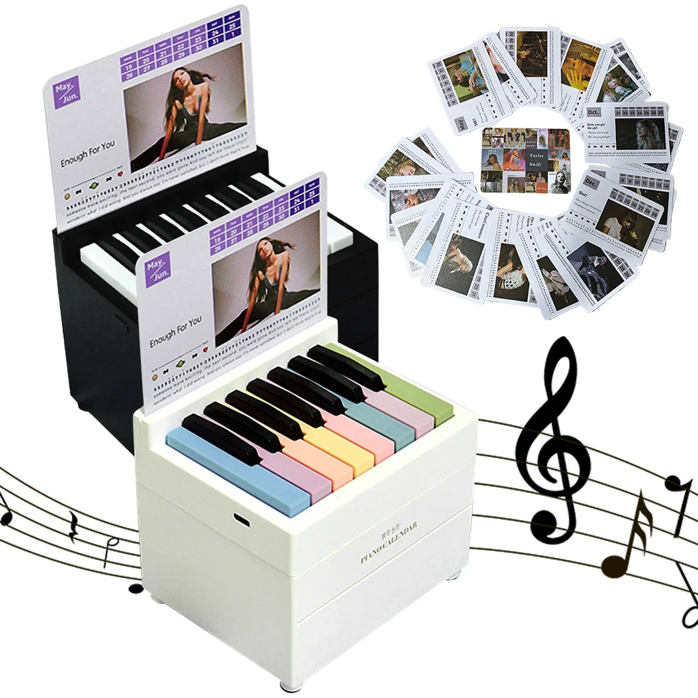 BT Piano Calendar 2025 15 Keys Piano Calendar Playable Piano Desk Calendar with 27 Music Calendar Cards 52 Songs Gift for Fans