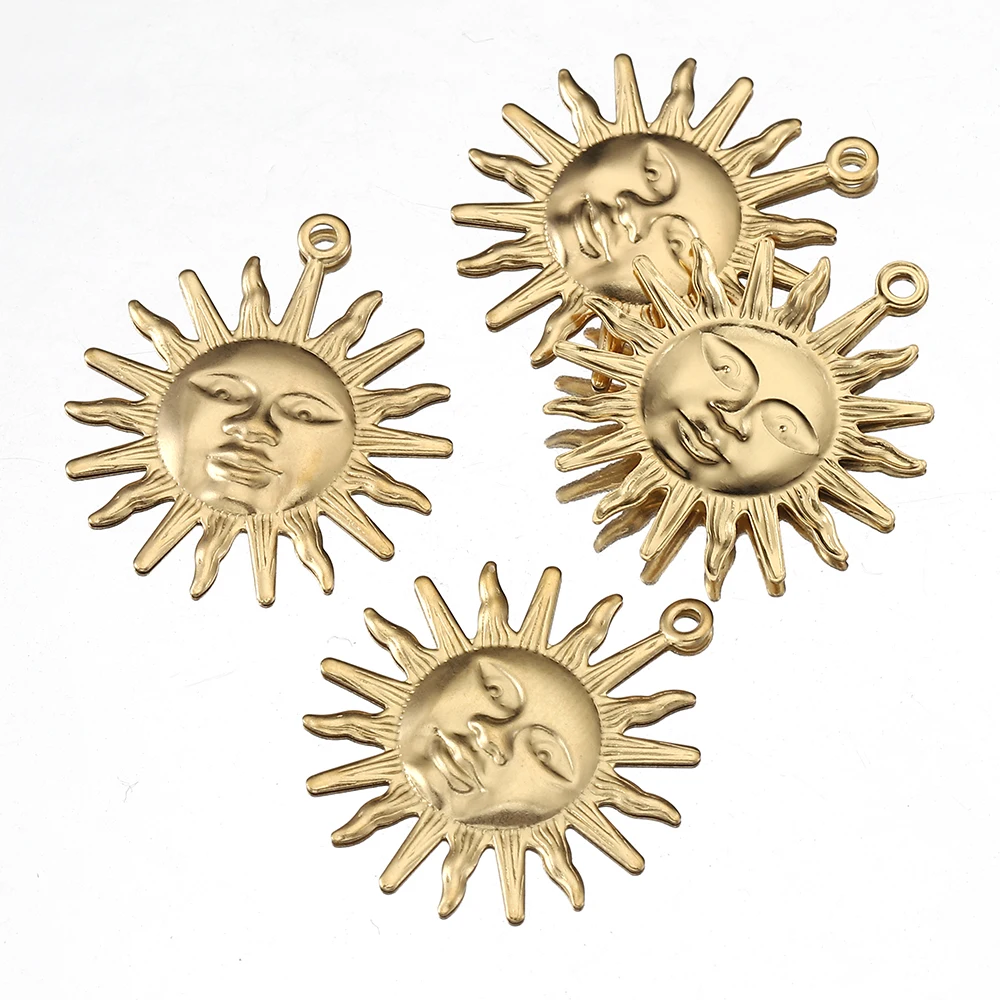 5 Pieces Gold Stainless Steel Sun Coconut Tree Pendant DIY Necklace Bracelet Earrings Pendant Gift Jewelry Making Accessories - view 4