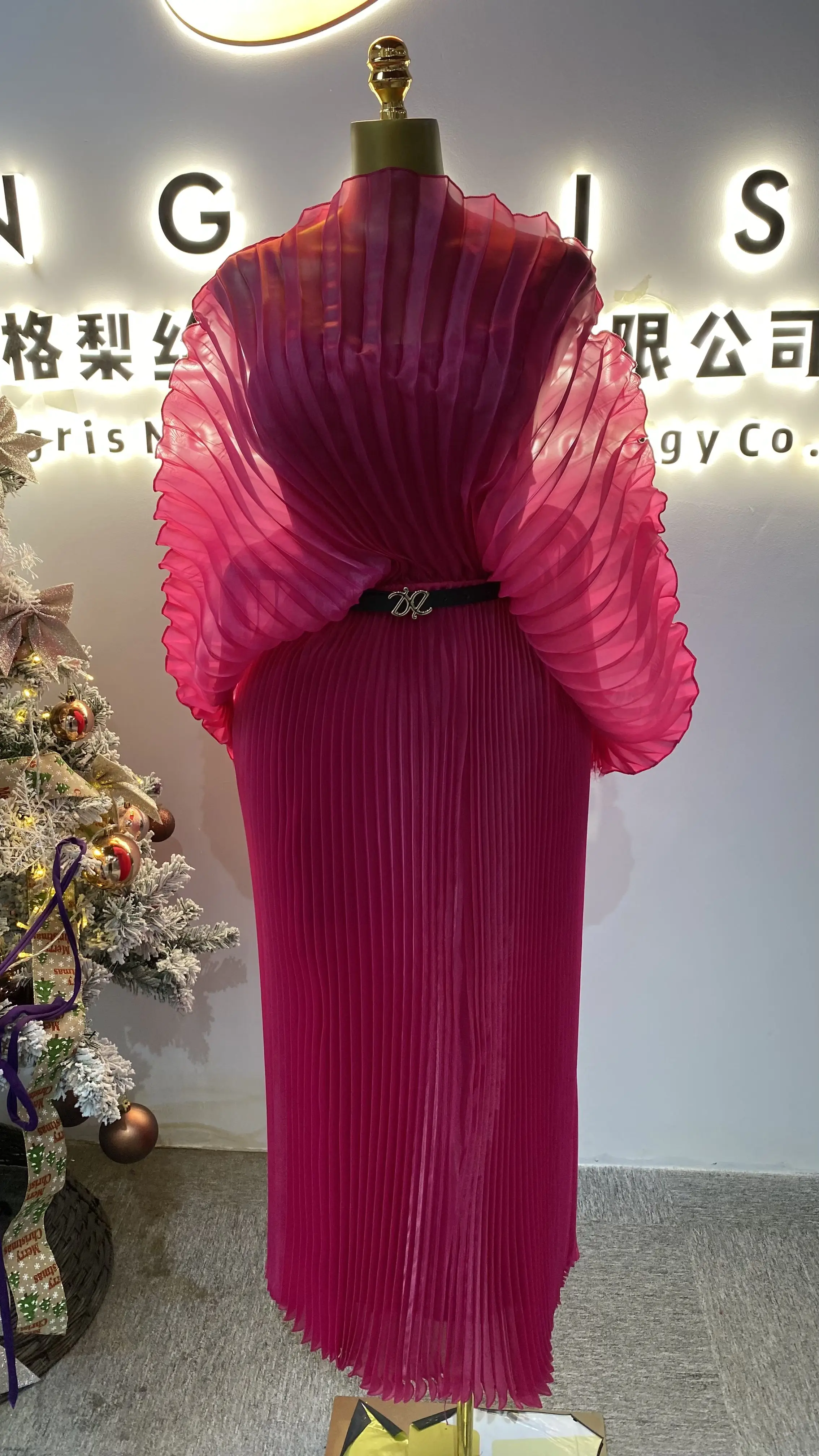 أحدث مبيعات المصنع غير الرسمية المباشرة أنيقة مزاجه موضة بلون كبير حجم مطوي المرأة تنورة ماكسي للحفلات-GZXX009 #6