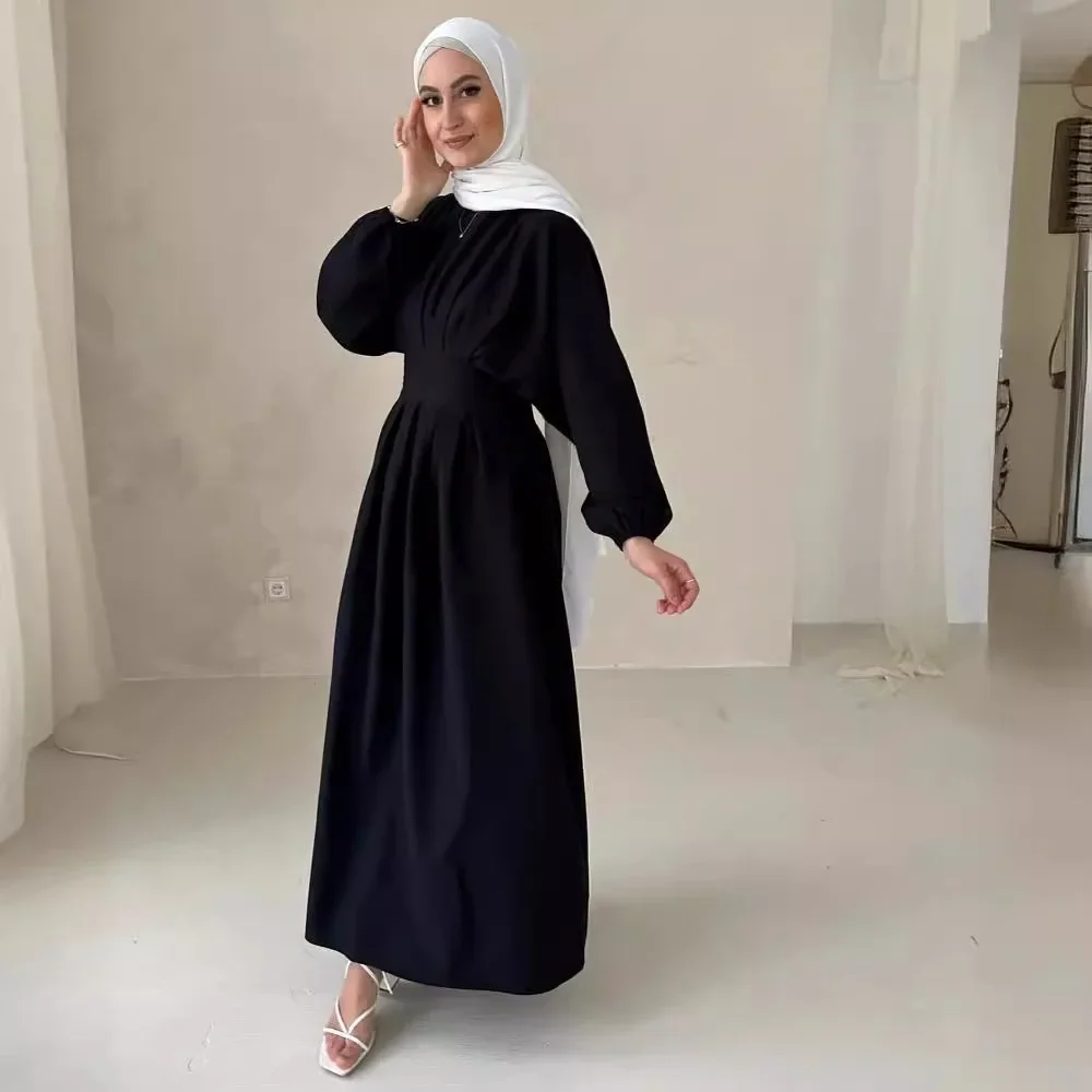 Plain Abaya Women Muslim Dress Tunic Sleeves African Long Dresses Dubai Luxury Evening Turkey Islamic Clothing Kaftan Hijab Robe