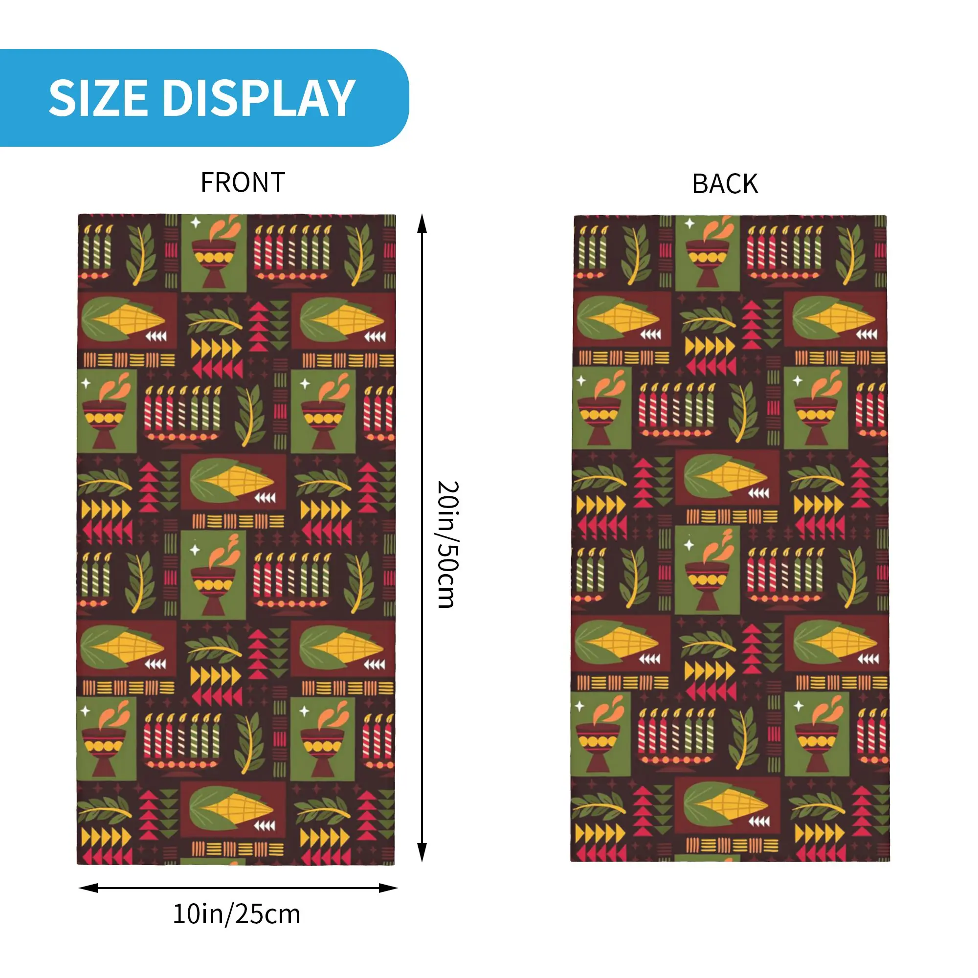 African Happy Kwanzaa Ethnic Pattern Bandana Neck Gaiter Printed Magic Scarf Headwear Riding for Men Women Adult Washable