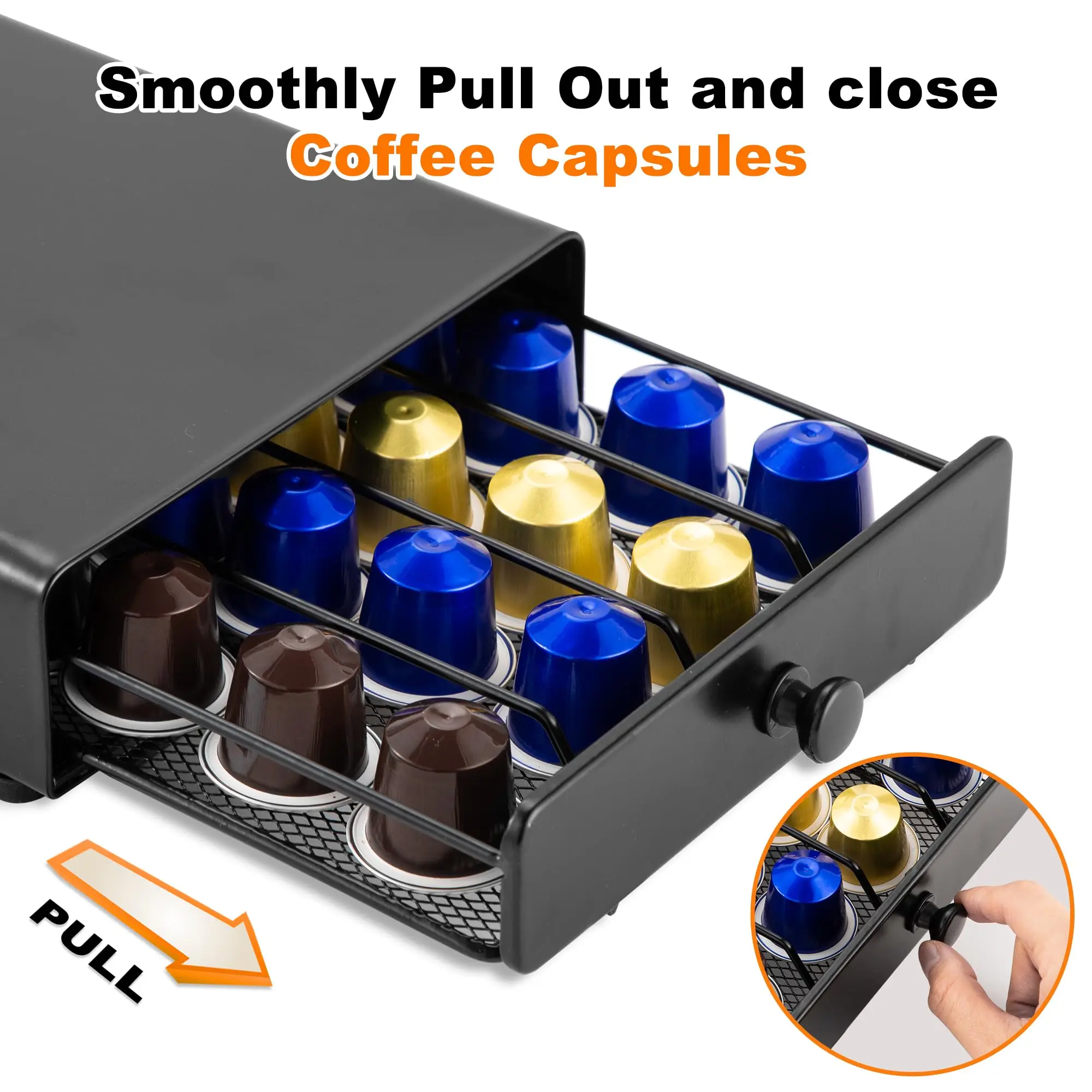 

Coffee Capsule Organizer Nespresso Vertuoline Capsule Storage Drawer Vertuo Coffee Holder Metal Pods Organizer 40 Pcs Capacity