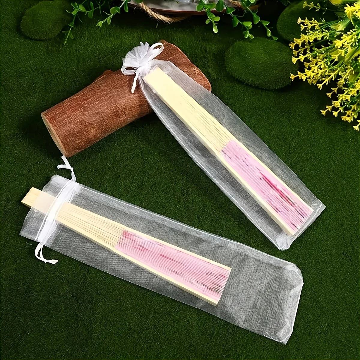 10/20/50pc Luxurious Chiffon Drawstring Bag, Reusable Hand Fan Storage Bag, Suitable for Parties, Weddings Handicrafts Packaging